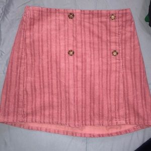 Pink velvet mini skirt